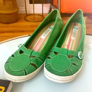 Roxy Green Wedge Heel Summer ☀️ Shoe Lady’s Size 9